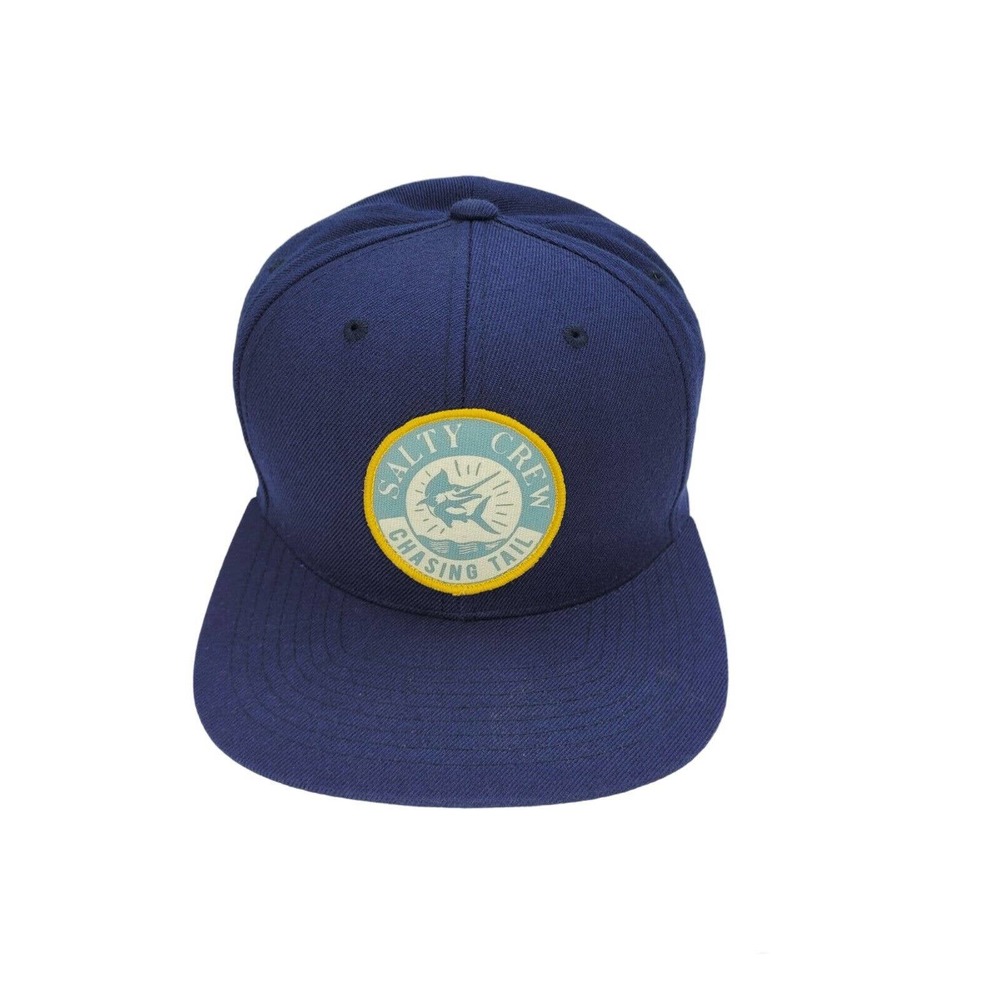 Salty Crew Chasing Tail Patch Solid Blue Snapback Hat Cap Very Clean